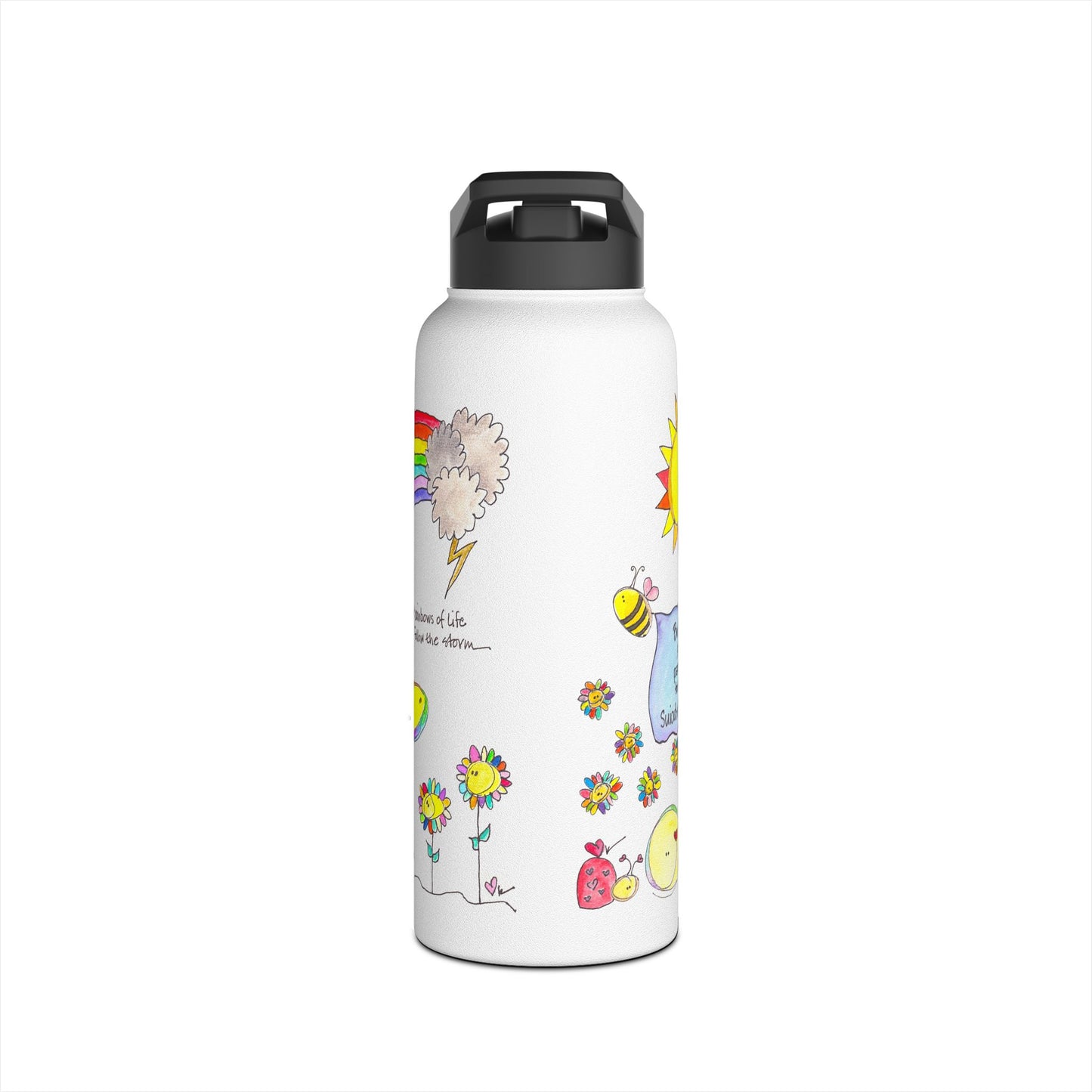 AFSP National Stainless Steel Water Bottle - Rainbows follow Storms