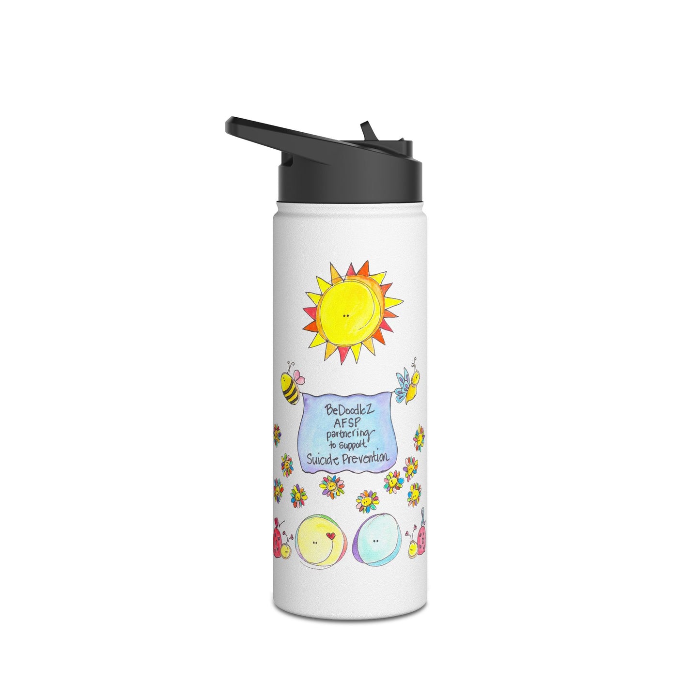 AFSP National Stainless Steel Water Bottle - Rainbows follow Storms