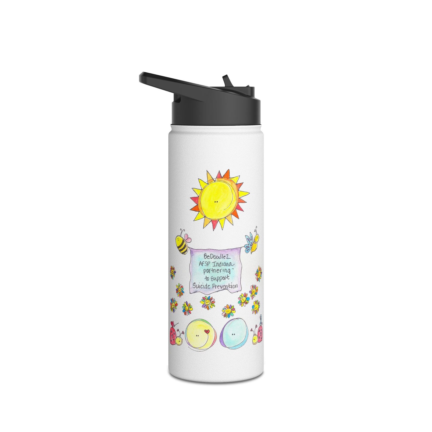 AFSP Indiana Stainless Steel Water Bottle - Rainbows follow Storms
