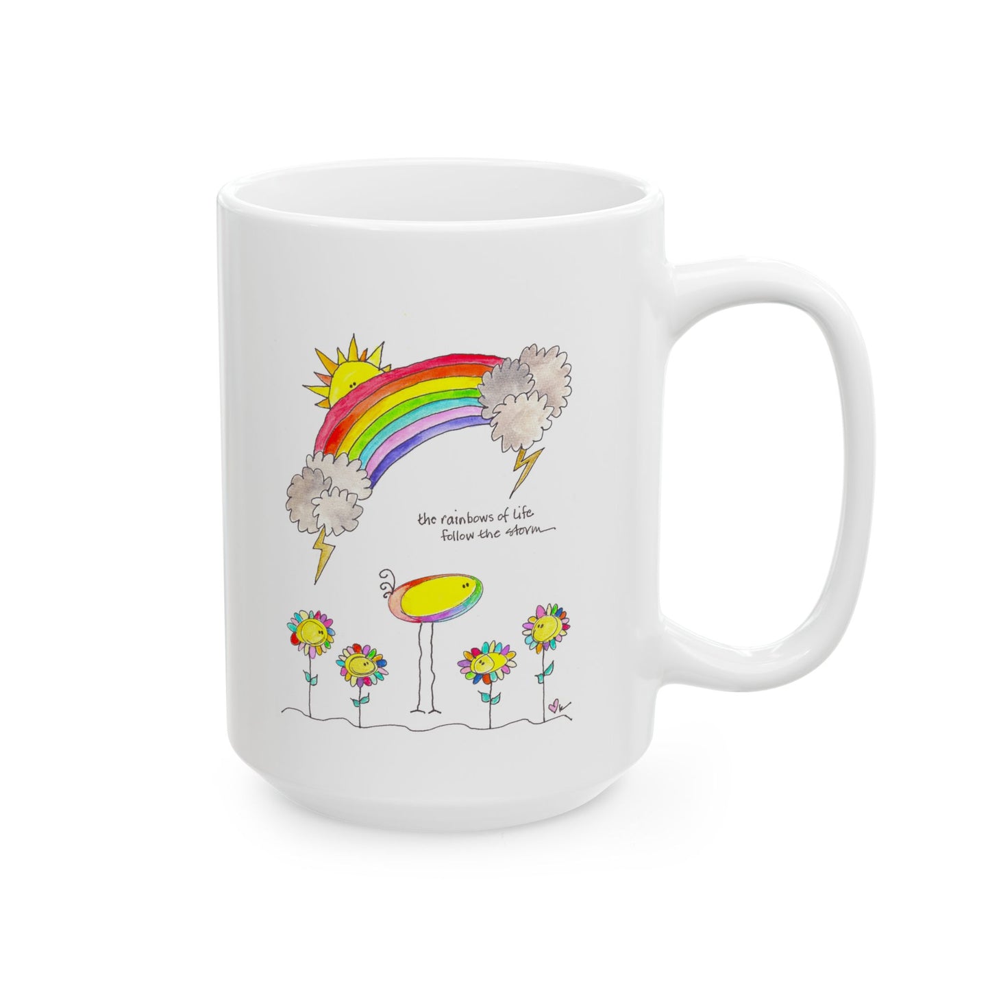 AFSP Indiana Ceramic Mug, (11oz, 15oz) - Rainbows follow Storms