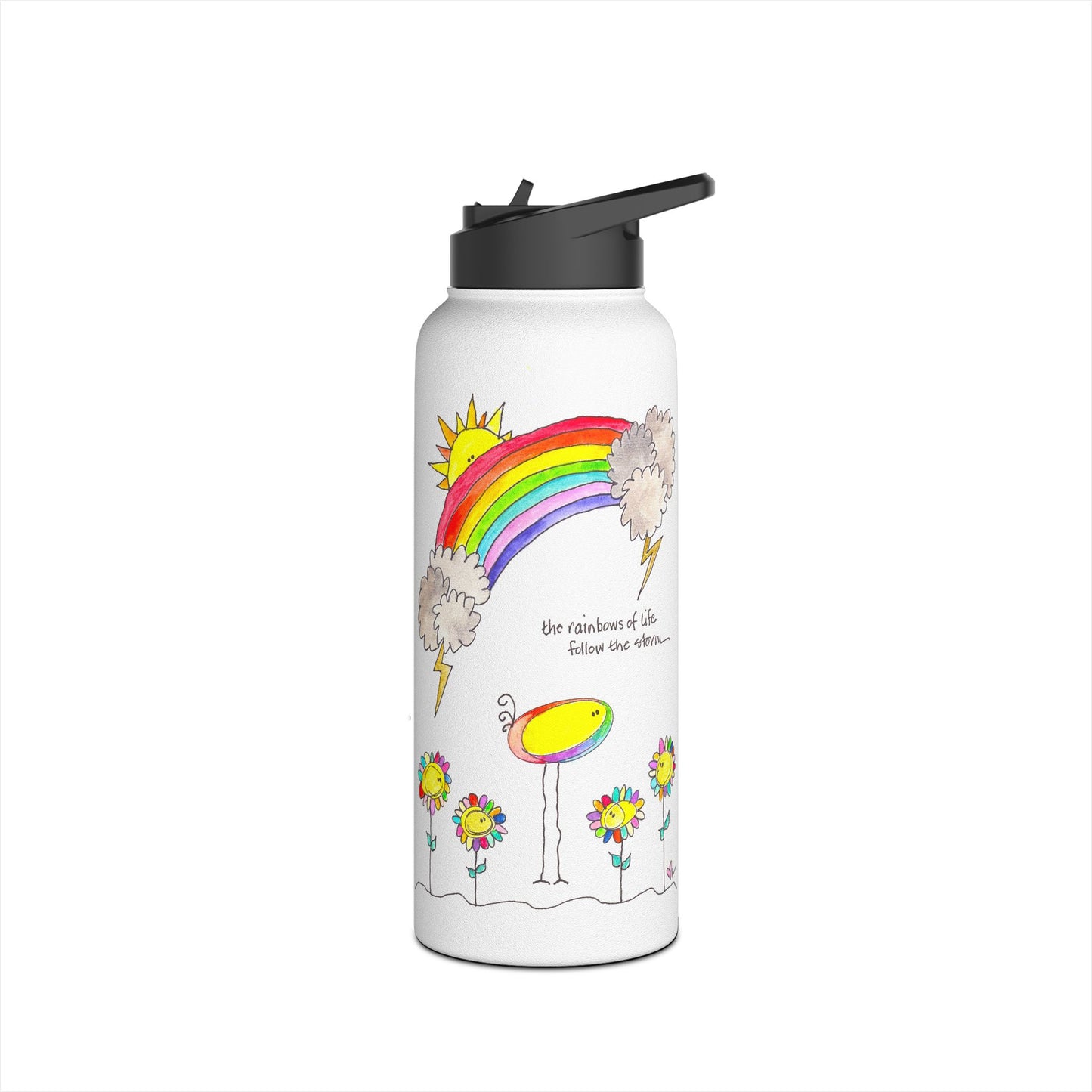 AFSP National Stainless Steel Water Bottle - Rainbows follow Storms