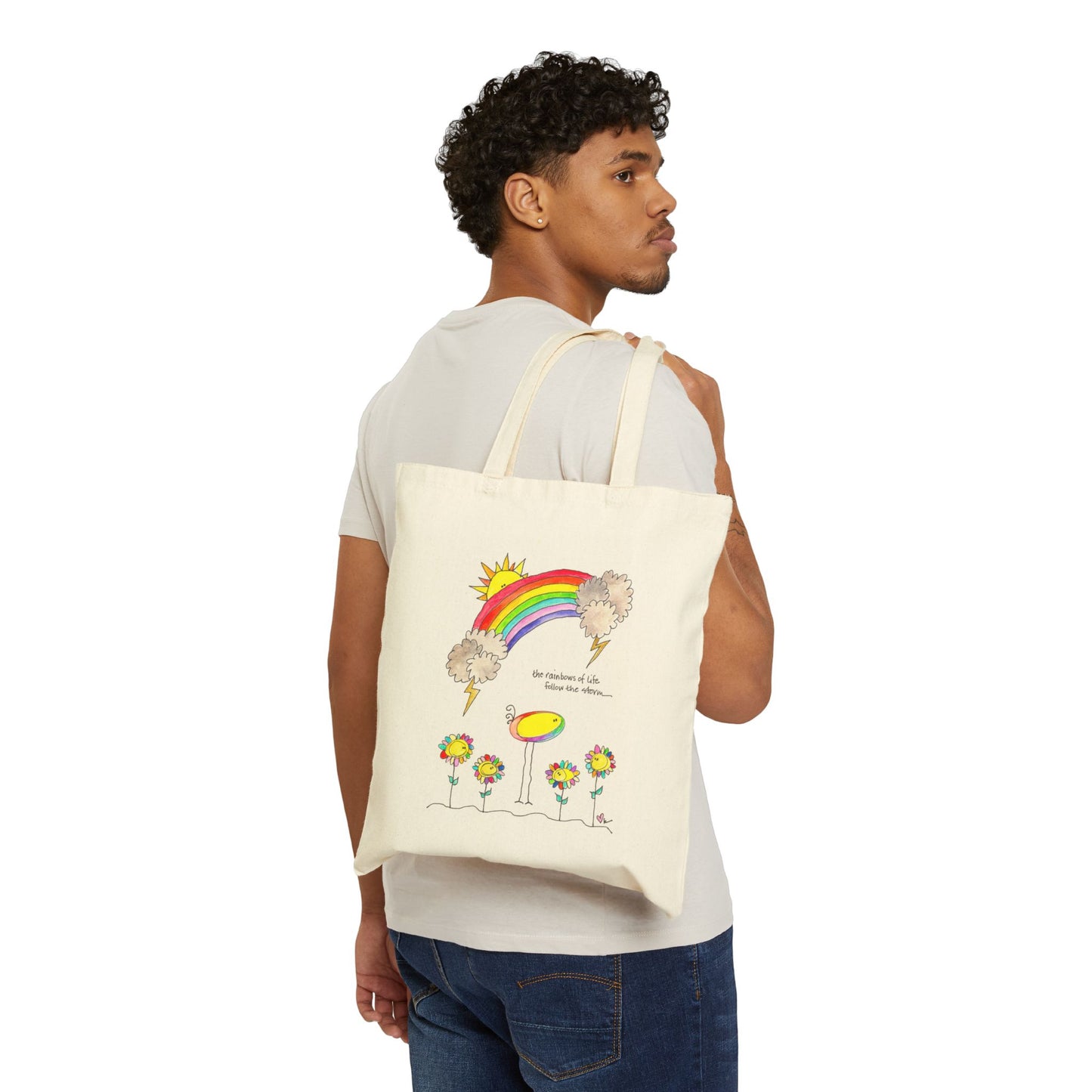 AFSP Indiana Cotton Canvas Tote Bag - Rainbows follow Storms
