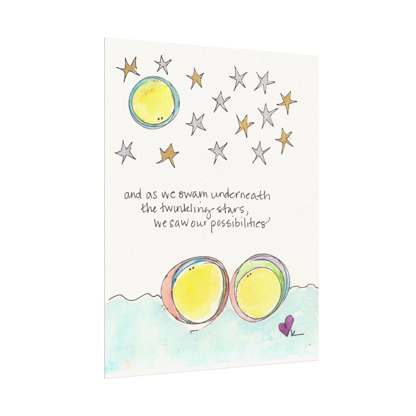 Textured Watercolor Matte Print - Swim with the Stars