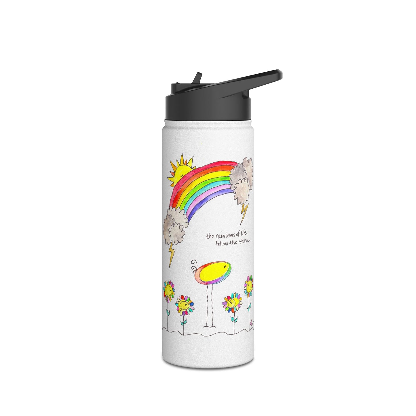 AFSP Indiana Stainless Steel Water Bottle - Rainbows follow Storms