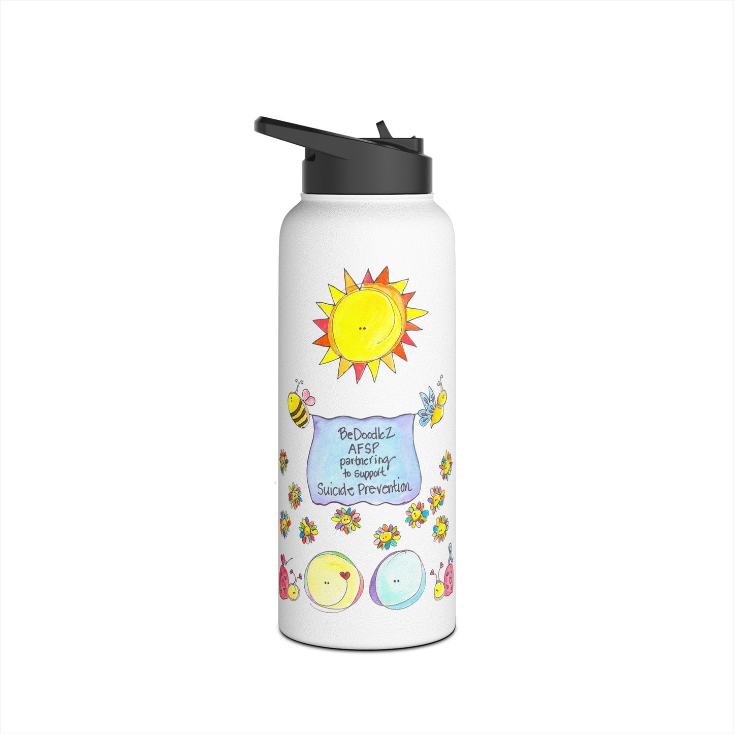AFSP National Stainless Steel Water Bottle - Rainbows follow Storms