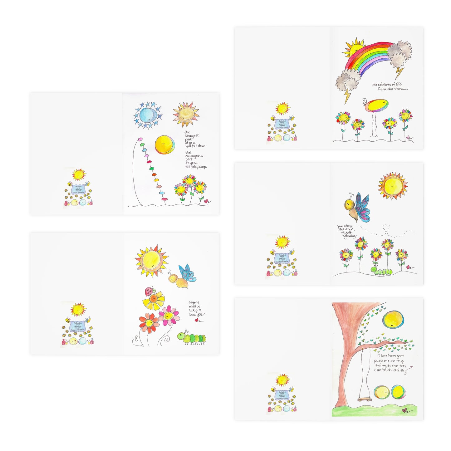AFSP National Multi-Design Greeting Cards (5-Pack Variety) - Cards of Encouragement and Hope