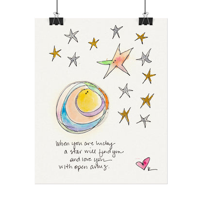 Textured Watercolor Matte Print - Star with Open Arms