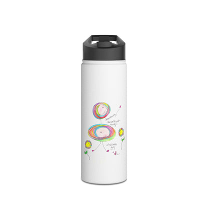 Stainless Steel Water Bottle, Standard Lid - The World needs a Hula Hoop Girl