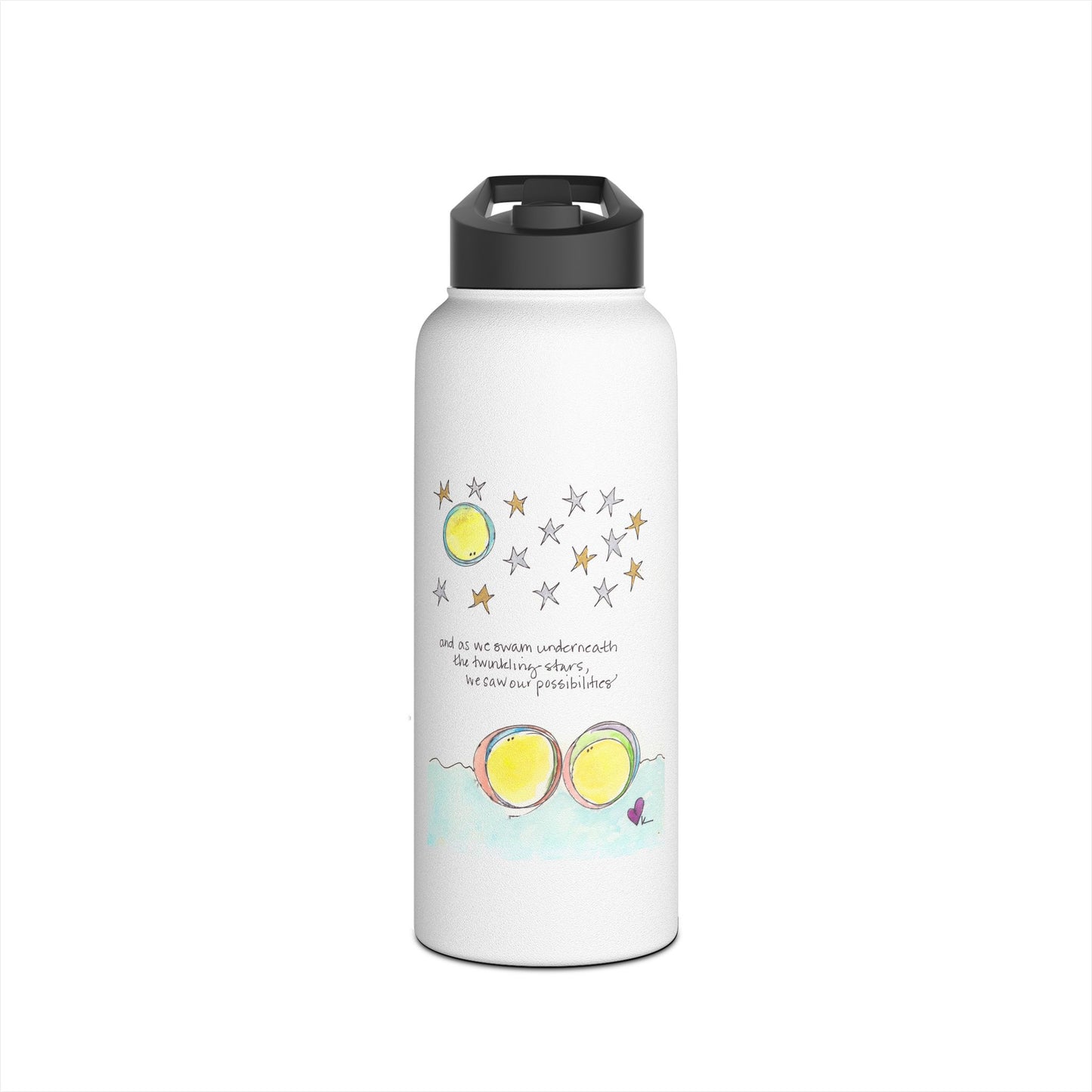 Stainless Steel Water Bottle, Standard Lid - Swim with the Stars