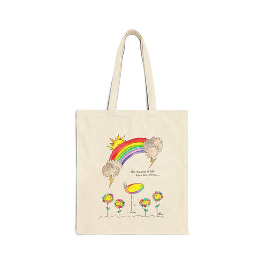 AFSP Indiana Cotton Canvas Tote Bag - Rainbows follow Storms