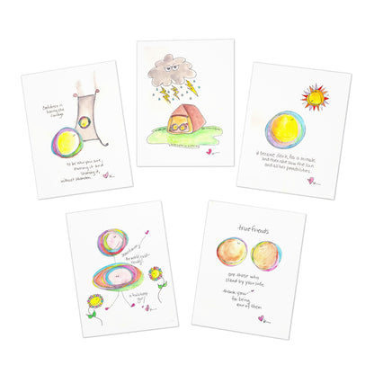 Multi-Design Greeting Cards (5-Pack Variety) - Encouragement and Friendship Inspired Theme Set One