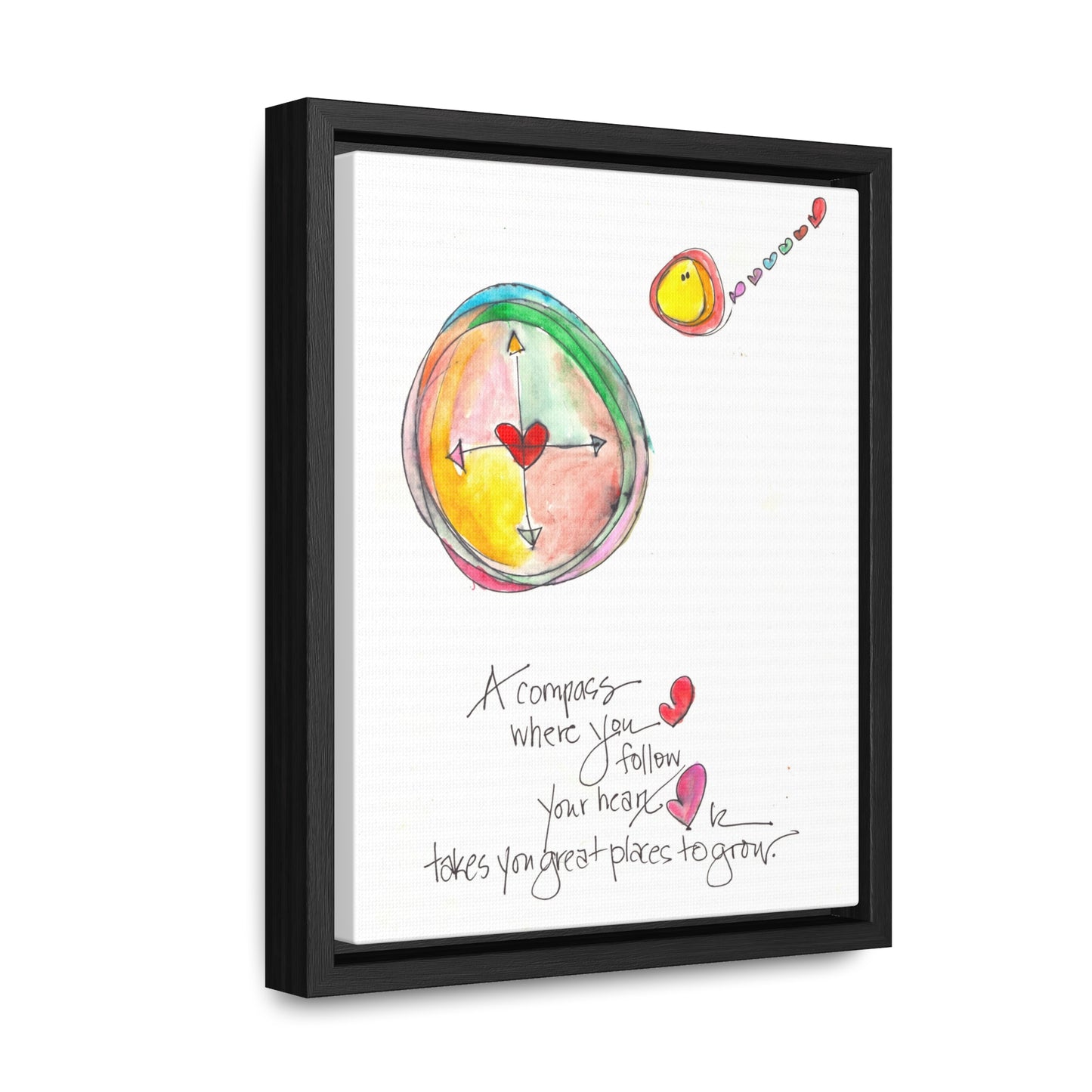 Gallery Canvas with Black Frame - The Heart Compass