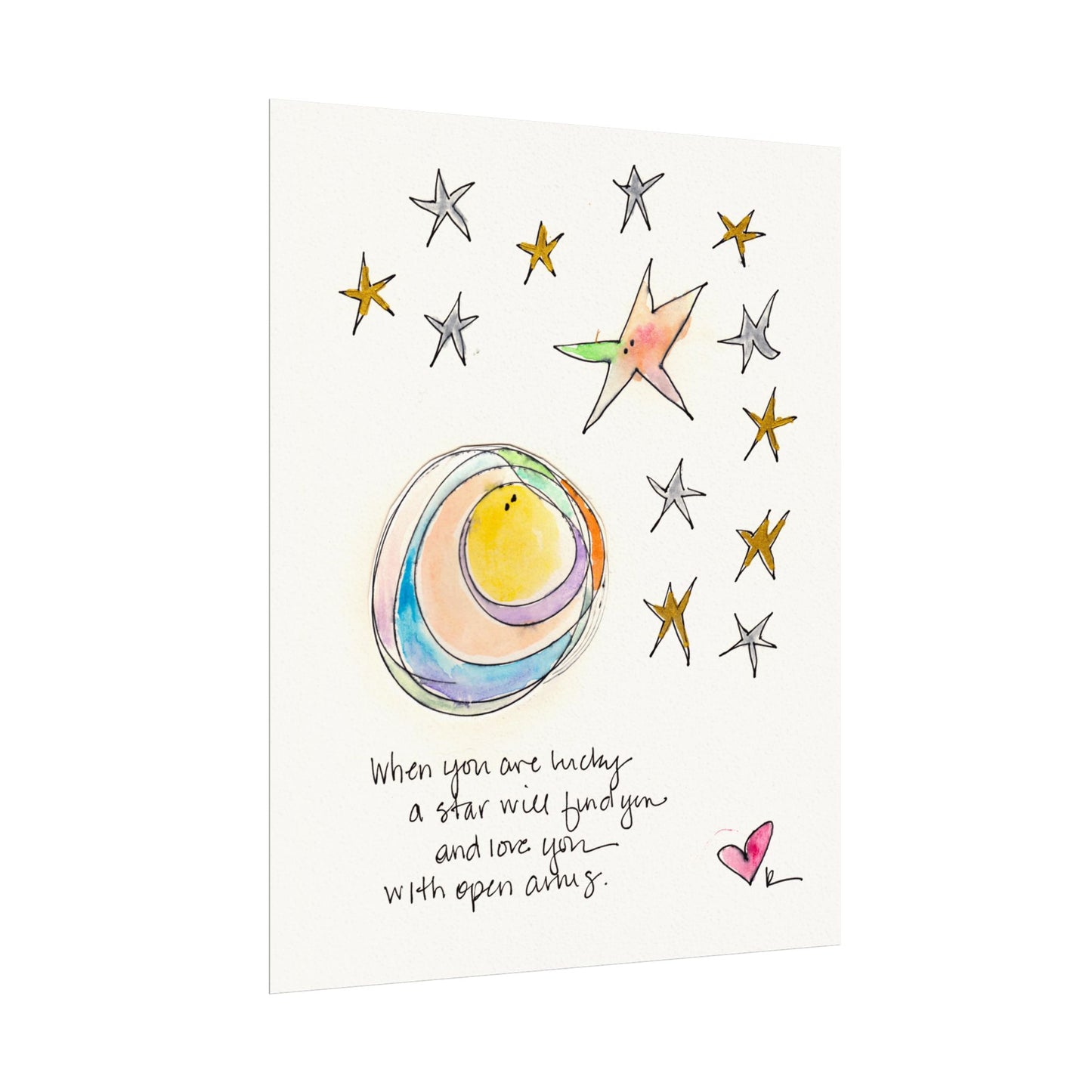 Textured Watercolor Matte Print - Star with Open Arms