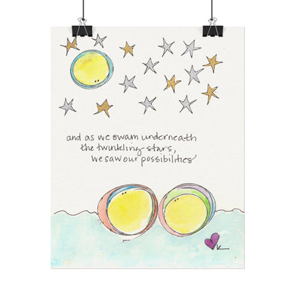 Textured Watercolor Matte Print - Swim with the Stars