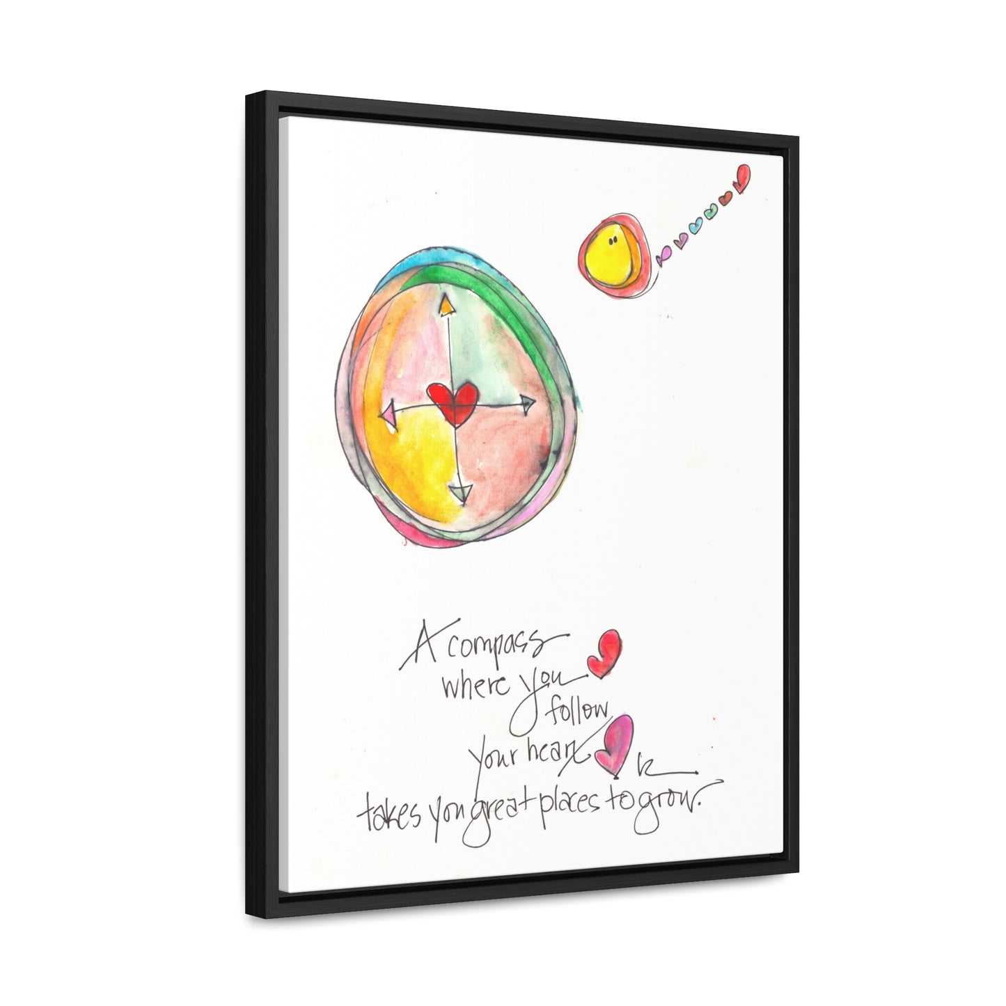 Gallery Canvas with Black Frame - The Heart Compass