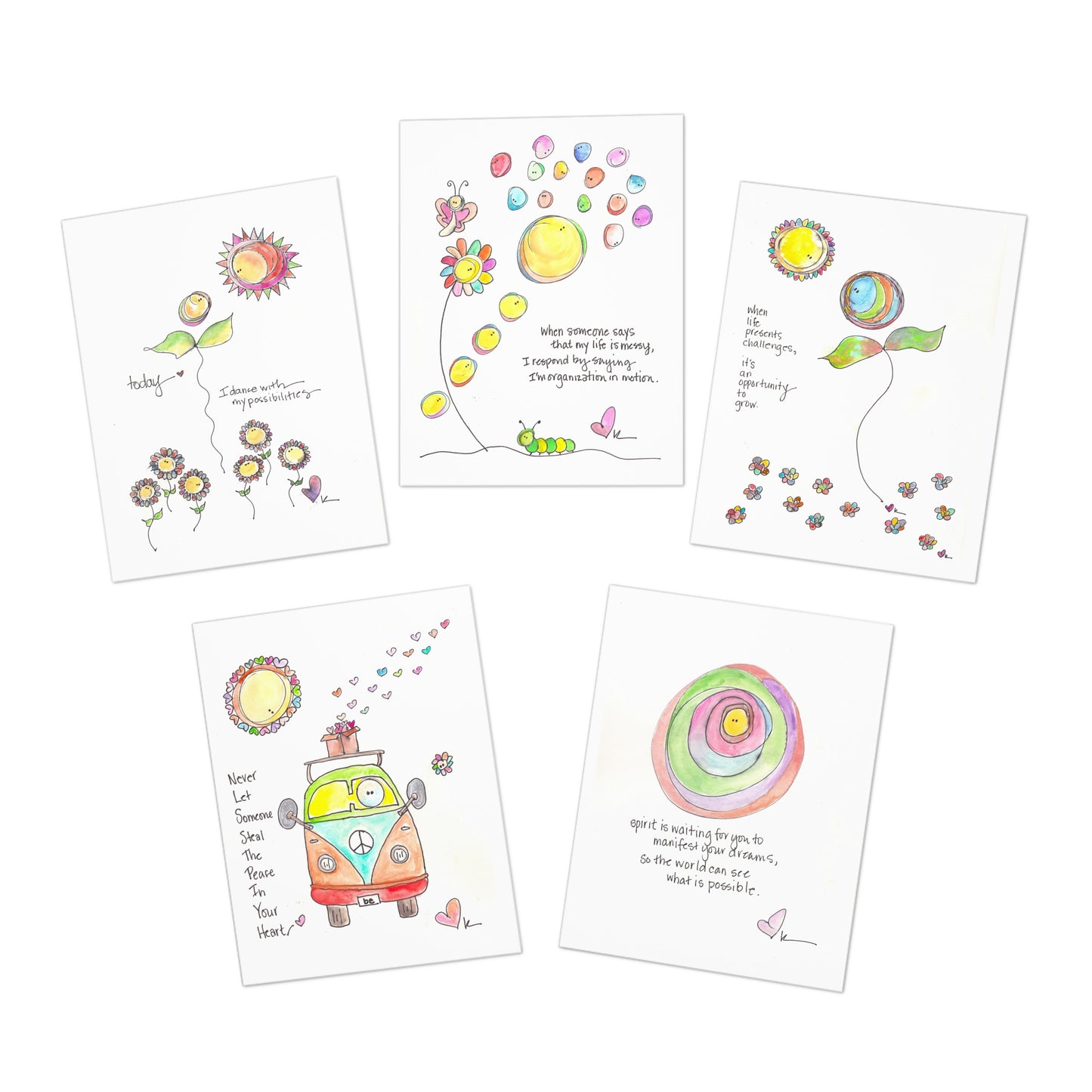 Multi-Design Greeting Cards (5-Pack Variety) - Encouragement Inspired Theme Set Two