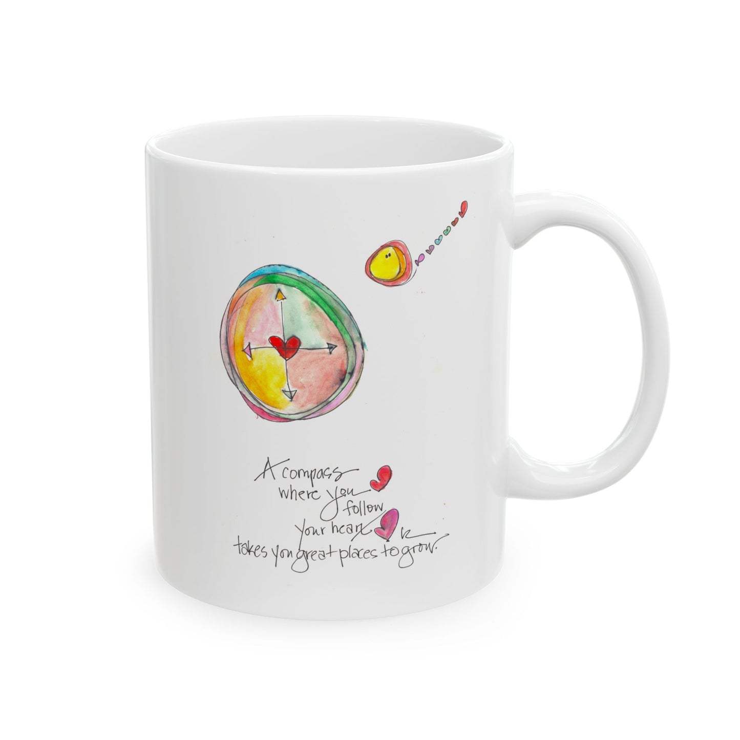 Ceramic Mug, (11oz, 15oz) - The Heart Compass