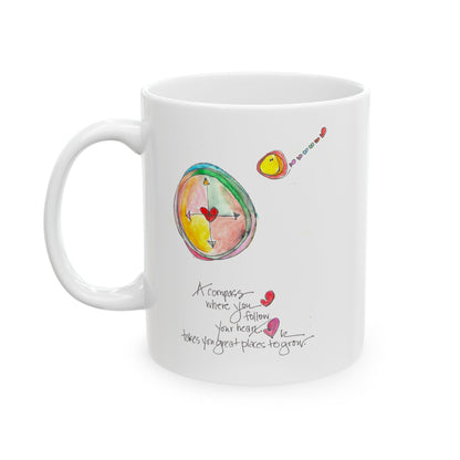 Ceramic Mug, (11oz, 15oz) - The Heart Compass