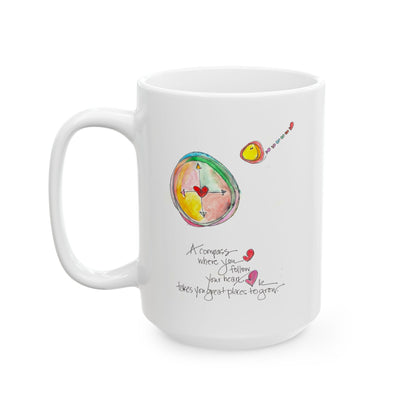 Ceramic Mug, (11oz, 15oz) - The Heart Compass