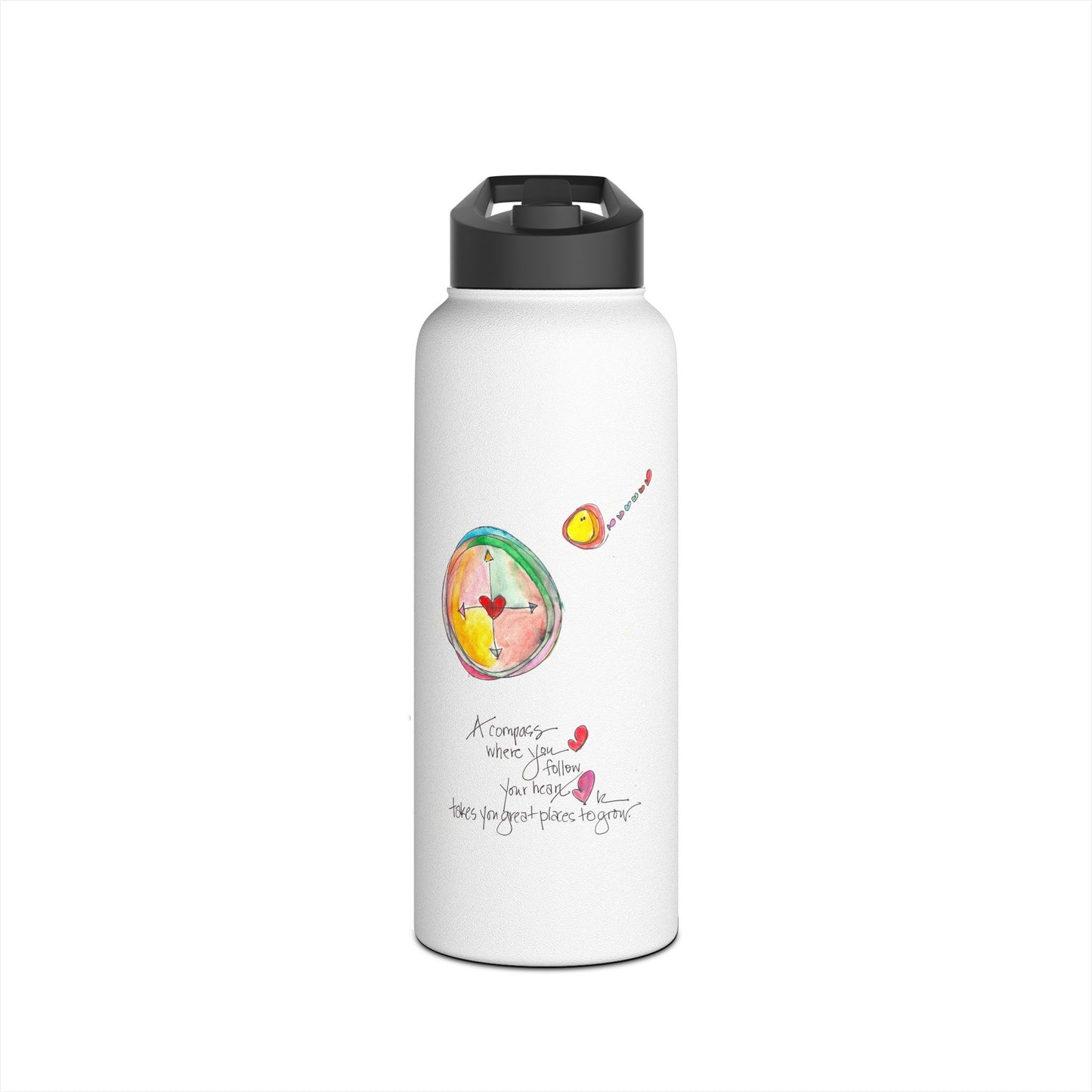 Stainless Steel Water Bottle, Standard Lid - The Heart Compass