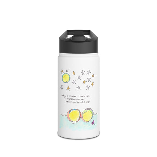 Stainless Steel Water Bottle, Standard Lid - Swim with the Stars