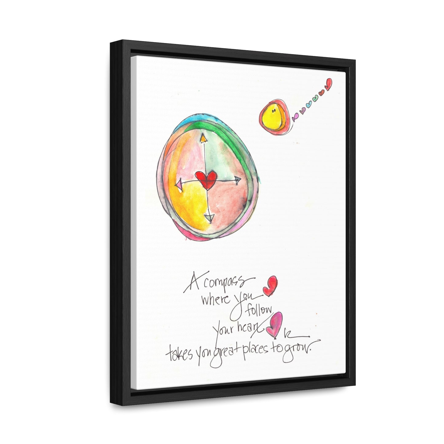 Gallery Canvas with Black Frame - The Heart Compass