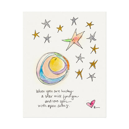 Textured Watercolor Matte Print - Star with Open Arms