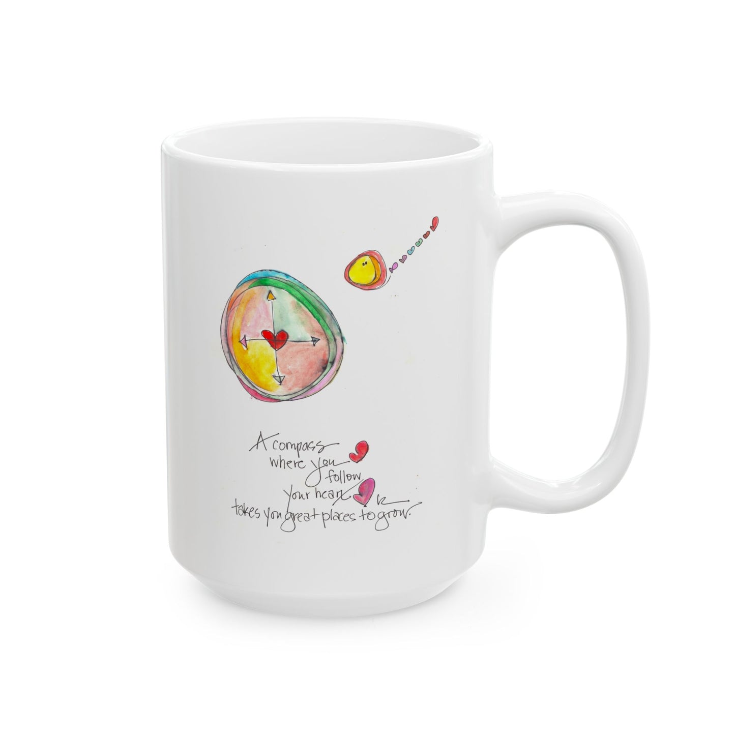 Ceramic Mug, (11oz, 15oz) - The Heart Compass