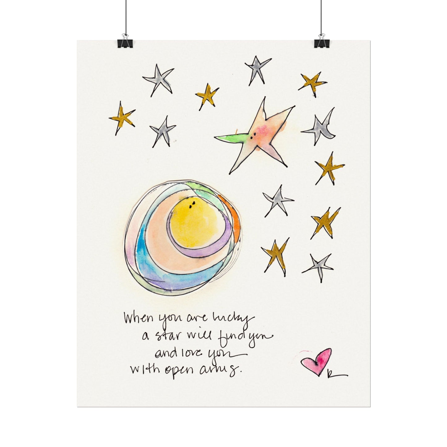 Textured Watercolor Matte Print - Star with Open Arms