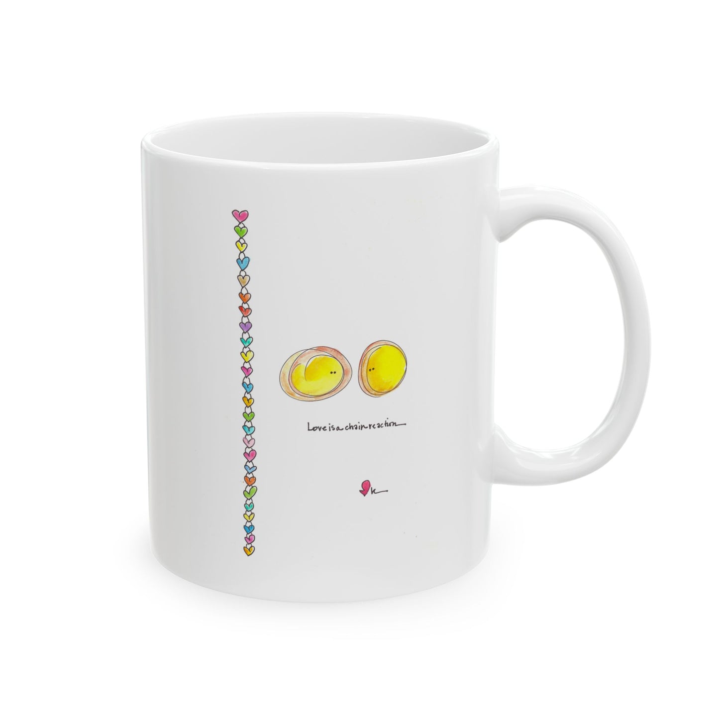 Ceramic Mug, (11oz, 15oz) - Love is a Chain Reaction