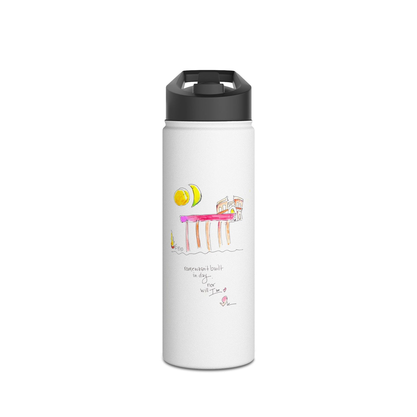 Stainless Steel Water Bottle, Standard Lid - Rome wasn't Built in a Day