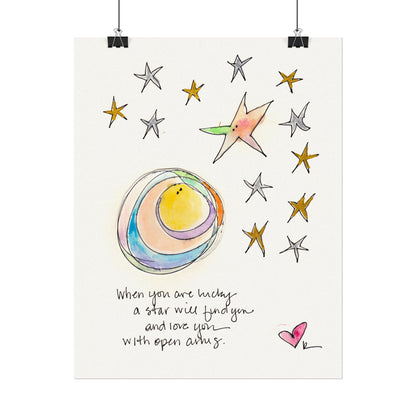 Textured Watercolor Matte Print - Star with Open Arms