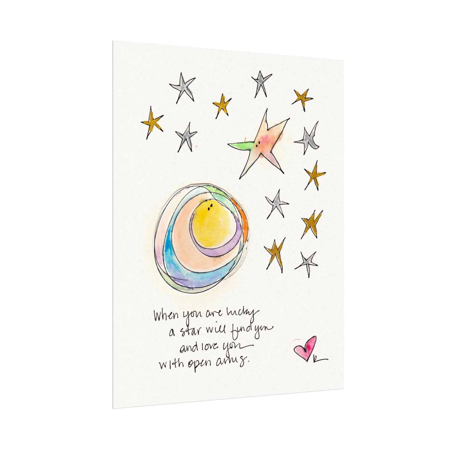 Textured Watercolor Matte Print - Star with Open Arms